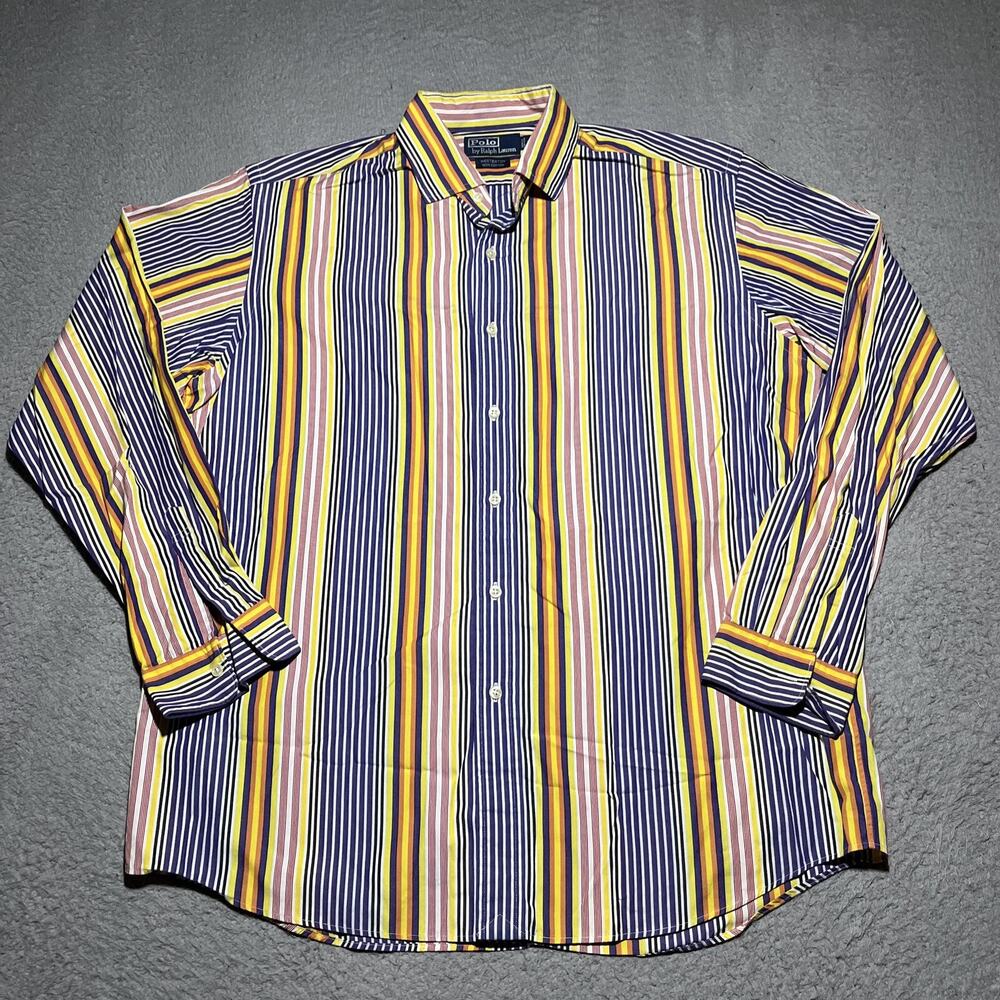 Vtg 90s Ralph Lauren Shirt Mens Large Westerton Preppy Colorful Striped
